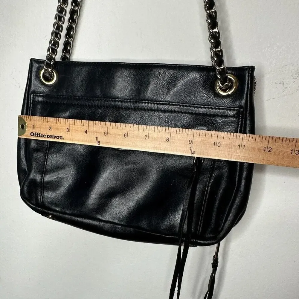 Rebecca Minkoff Black Leather Shoulder Bag Purse with Gold Hardware Chain Strap